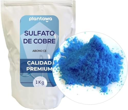 PLANTAWA Sulfato de Cobre 1kg, Cobre para Plantas, Sulfato de Cobre Mojable, Plantas, Eliminar Verdin Piscinas, Cobre para Olivos, Piscinas,Sulfato de Cobre Piedra