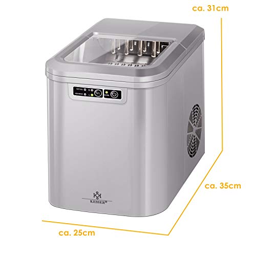 KESSER® Eiswürfelbereiter | Eiswürfelmaschine Edelstahl | Ice Maker | 12 in 24h | Zubereitung in 7 min | 2,2 Liter Wassertank | 2 Eiswürfel-Größen | LED-Display | Selbstreinigungsfunktion mit Zubehör – Bild 8