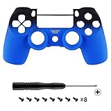 eXtremeRate Shadow Blue Soft Touch Custom Faceplate Shell Compatible with ps4 Slim Pro Controller CUH-ZCT2 JDM-040/050/055 - Controller NOT Included