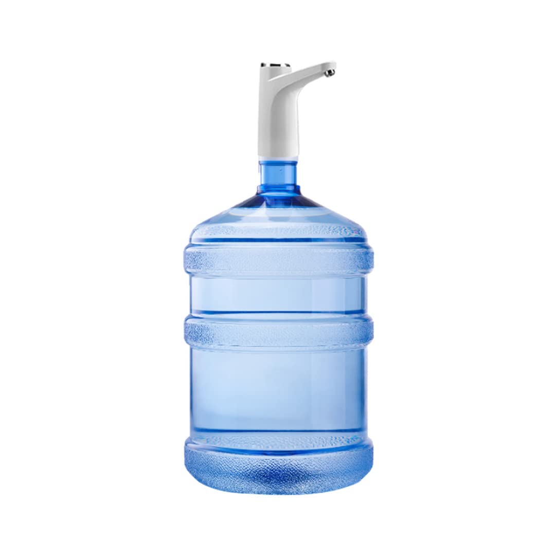 Sjfbebsy Electric Water Jug Pump, Automatic Drinking Water Bottle Dispenser, with Base and 2 Pipes, White