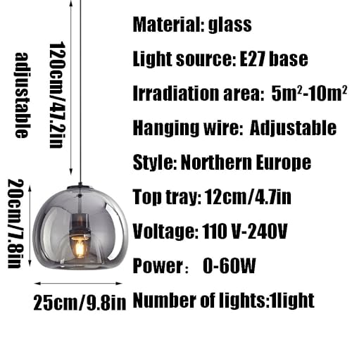 Lustre en verre nordique E27 plafonnier chic à tête unique - 6