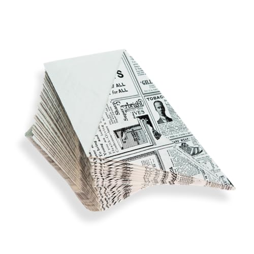 40 Unidades Cucuruchos Patatas Fritas - Cono Antigrasa de Cartón Reciclable y Biodegradable para Fritos - Diseño Periódico - Apto Microondas - 12,5x22 cm - Hostelnovo