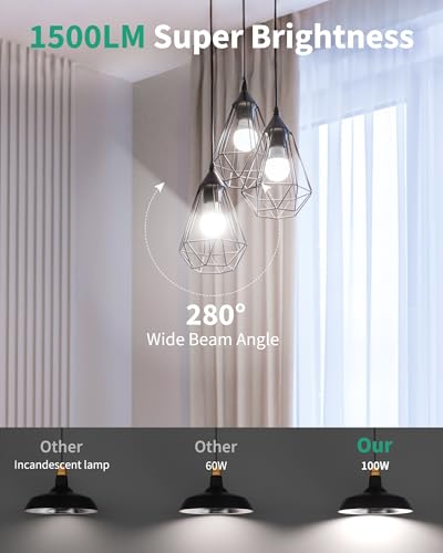 Image of 3 Pack LED Light Bulbs 100 Watt Equivalent, A19 5000K Daylight White | 15W Super Bright White Light 1500 LM, E26 Standard No Flicker Energy Saving Lamp Bulb for Home, Bedroom, Office, Non-Dimmable