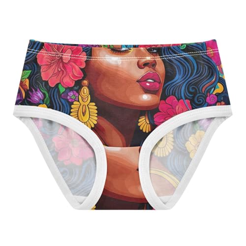 Beautiful Black Woman Flowers Little Girl Panties Toddler Girls Underwear Cotton Animal Briefs Underpants 2t