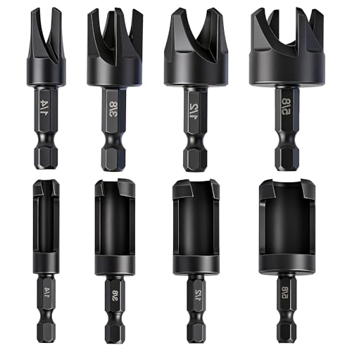 8 Pcs Wood Plug Cutter Set Carbon Steel Straight Tapered