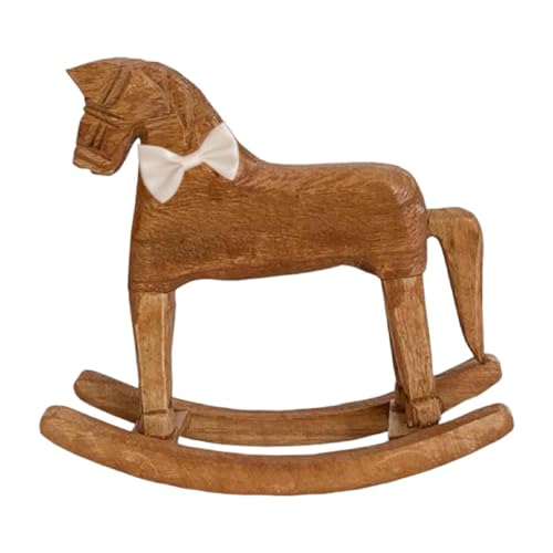 MagiDeal Cheval à bascule en bois décoratif, figurine de cheval à bascule rustique pour bureau, bibliothèque ou intérieur.