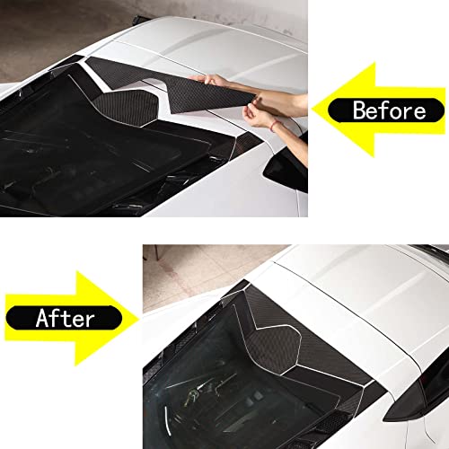 Rear Windshield Louvers Sticker Trim Compatible With Corvette C8 Stingray 2020-2023 Soft Carbon Fiber 6Pcs Rear Side Window Louvers Molding Sticker Trim Accessories #TOP1