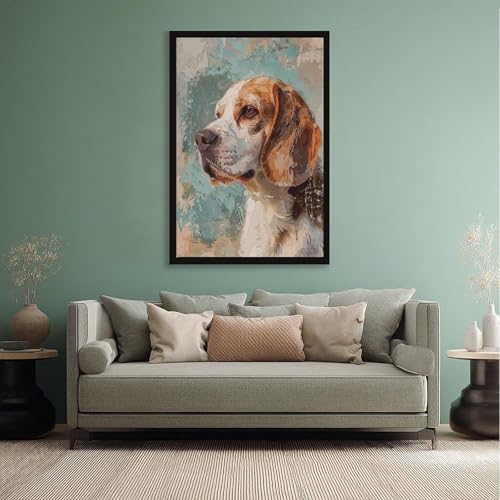 Toile Beagle pastel décoration murale bureau et chambre moderne - 5