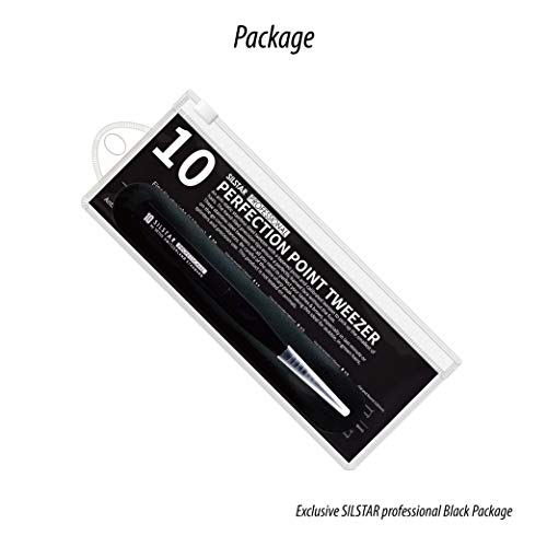 Silstar Professional Perfection Point Tweezer 13_Black- Round Tip T Tweezers - Surgical Grade Stainless Steel - Point Tip With Protective Zip Pouch - Best Tool For Men And Women… #TOP6