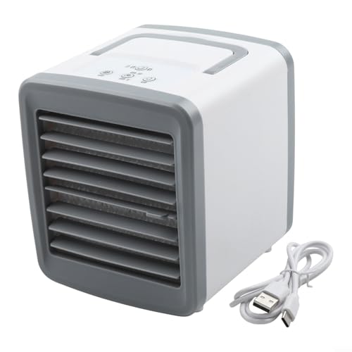 Mini enfriador de aire para coche con carga USB, aire acondicionado personal con modo de pulverización, función humidificador, ventilador de refrigeración portátil para vehículo, oficina, hogar
