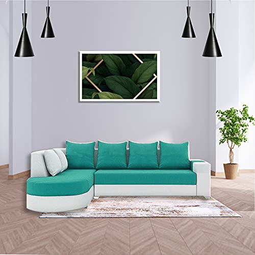Image of Torque Christie LHS 6 Seater L Shape Sofa Set for Living Room Left Side Aqua Blue | Modern L Shape Sofa 6 Seater | Large L Shaped Sectional Sofa for Home Family Festival