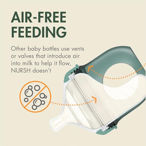 Image of Boon Nursh Silicone Baby Bottles - Green Speckle - 8 Oz - 3 Count | 100% Food-Safe Silicone, Made Without BPA Or PVC, Slow Flow, Air-Free Feeding, Helps Reduce Colic Symptoms, Dishwasher Safe