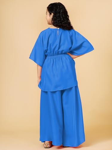 Image of A.T.U.N. (ALL THINGS UBER NICE) Girls Solid Kaftan with Flared Pant Set | Stylish Clothing Set