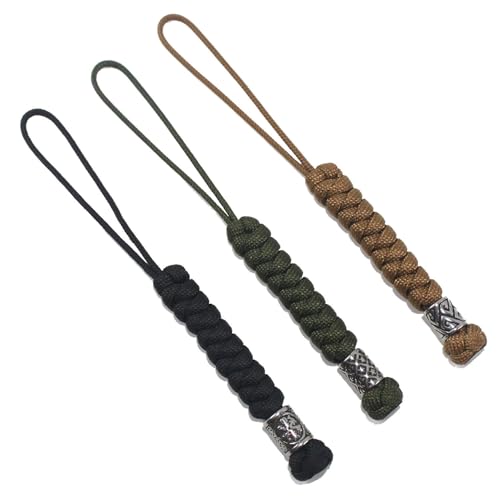 Trufas 3 Pack Handmade Knife Lanyard With Steel Bead Paracord Lanyards for Knife EDC Tools Tactical