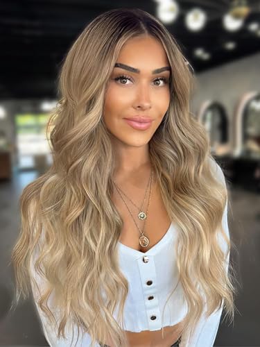 Nuxovin Long Ombre Blonde Wig for Women, Middle Part...