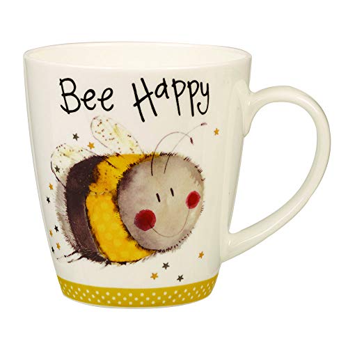 Alex Clark AC Sparkle Cherry BEE Happy Mug 360ML OP STK 6, Ceramic, Multi-Colour, 8.9 x 8.9 x 9.5 cm