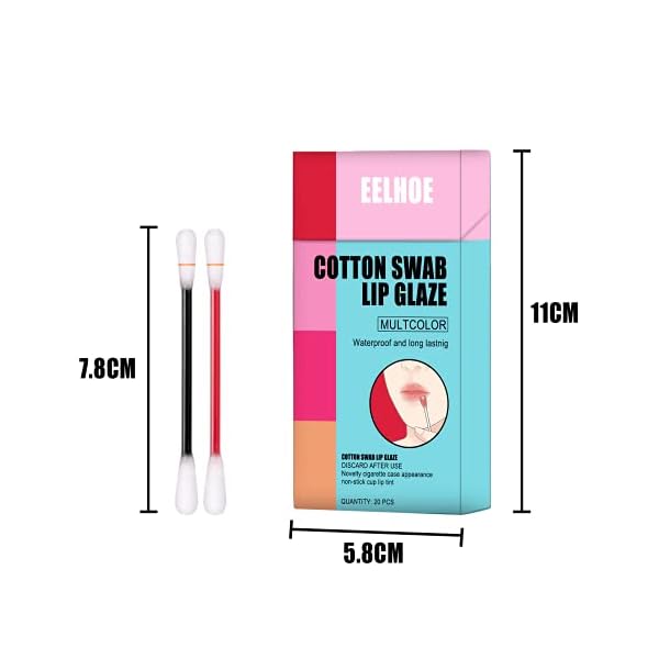 HENGBANG 20pcs Tattoo Lipstick Cigarette Cotton Swab，Durable waterproof liquid non-stick lipstick,Cotton Swab Lipstick Set,Portable Lip Tint,Easy to carry daily (MULTICOLOR)