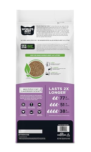 World'S Best Cat Litter 10195 Multiple Cat Lavender Scented 32-Pounds - Natural Ingredients, Quick Clumping, Flushable thumb #2