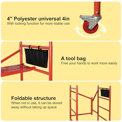 image for LEADALLWAY Scaffolding Platform 4 Foot High Mobile Baker Scaffolding 4