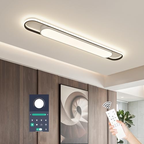 GBMEDZG 4Ft Smart Modern LED Ceiling Lights,65W High Brightness Linear Flush Mount Light Fixture,48' Dimmable Led Ceiling Lamp with Remote Control for Kitchen,Garage,Hallway,Laundry,Study Room.
