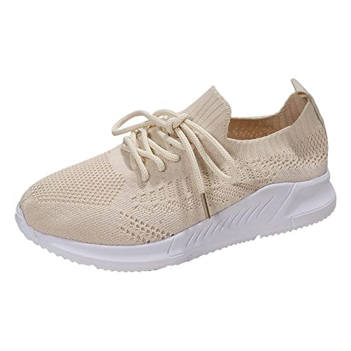 Genérico Zapatillas Training Mujer Tenis Impermeables Mujer Zapatos cómodos de Blanda de Viaje para Mujer de Ocio, Zapatos Transpirables Deportivos de para Correr de Mary Jane Shoes (Beige, 38)