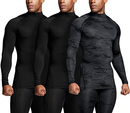 TSLA Men's UPF 50+ Mock Long Sleeve Compression Shirts, Athletic Workout Shirt, Base Layer for Water Sports2
