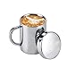 Tazas de café de acero inoxidable, taza de café de doble pared con tapa y asa Tazas de viaje para acampar para bebidas calientes, té, café