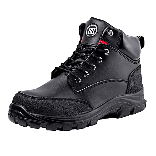 Botas de Seguridad para Hombre con Puntera de Acero S3 SRC Zapatos de Trabajo de Cuero...