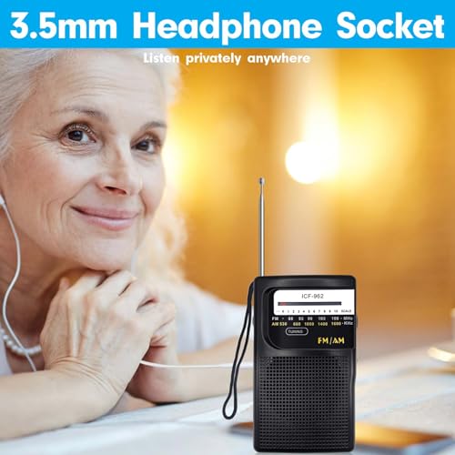 Image of Portable AM FM Radios,Small Radio with 3.5 Input for Headphones Earphone Analog Tuning,Transistor Pocket Radio with Hand Strap,Used for Outdoor /Indoor /Traveling /Gift for Parents (K50-Small)