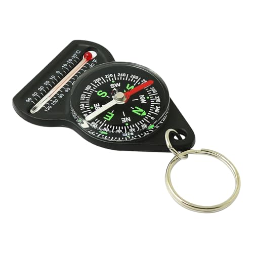 Dre Hiking Compass, Broussole Porrte-rclés | Multi-functional Prorte-cltés - Temperature Gauge, Survival Compass, Multifunctional Keychain for Lra Hiking, Camping, Hiking,