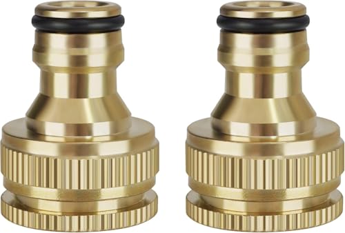 Wasserhahn-Adapter, 1,9 cm und 1,27 cm, BSP, 2-in-1, Metall, Messing, für den Außenbereich, 2 Stück