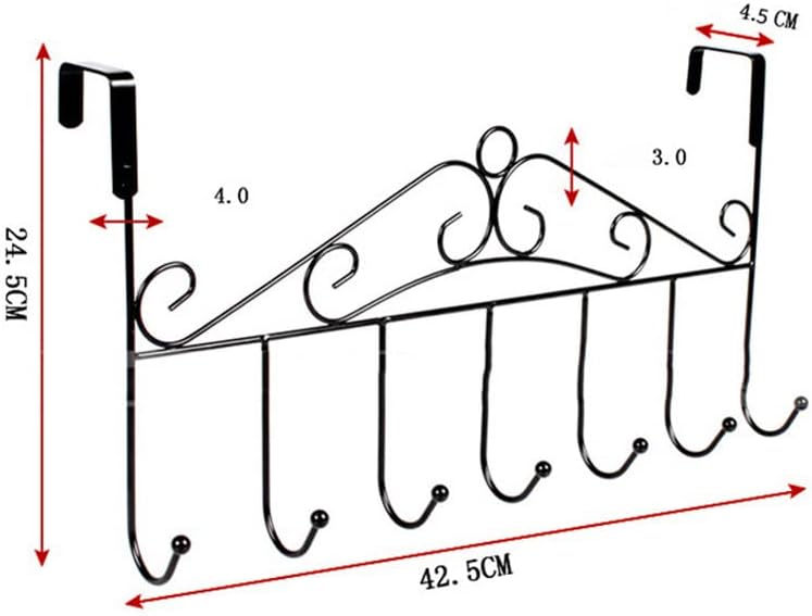 Miniatura 5 de plplaaoo Ganchos para colgar puertas, ganchos para colgar puertas, gancho organizador de puerta, colgador de abrigos sobre la puerta, 7 ganchos para