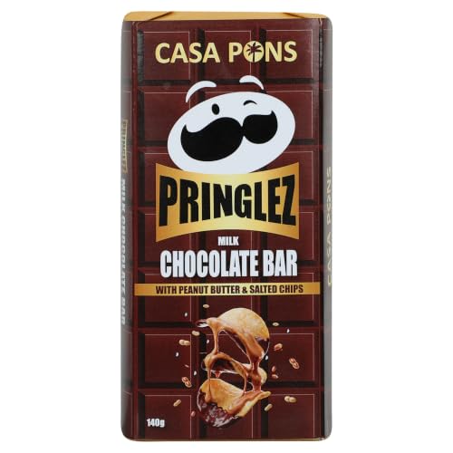 Image of PRINGLEZ - Casa Pons Milk Chocolate Bar With Peanut Butter & Salted Chips (140g) By COUGAR | Creamy Milk Chocolate With Peanut Butter Filling & Crispy Salted Chips | Gourmet Chocolate Treat - (Imported-UAE)