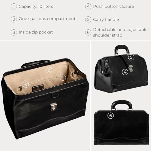 Time Resistance Leather Briefcase Black