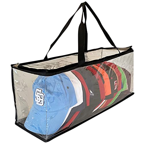Evelots Baseball Sport/Trucker Cap Storage/Travel Bag, Clear PVC Plastic-Holds Up to 20 Hats, With Zipper and Strong Straps-Protects from Dirt/Dust/Moisture