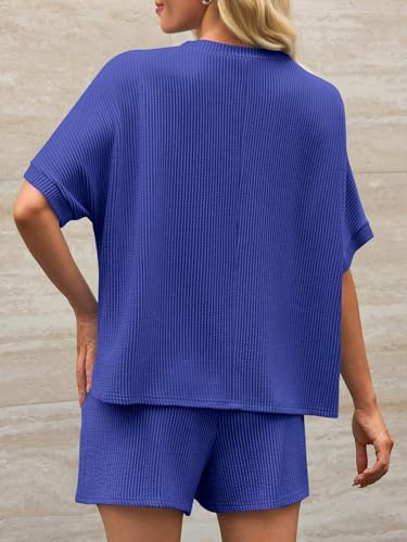 Image of Imily Bela Womens 2 Piece Outfits 2025 Oversized Summer Short Sets Casual Beach Ribbed Short Sleeve Matching Set