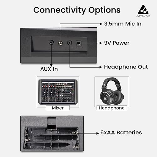 Image of Audio Array AK-61 Pro 61-Key Portable Electronic Keyboard with LCD Display, Built-in Speakers, Mic Input & Included Mics, 255 Timbres, 512 Rhythms, Battery & Adapter Powered
