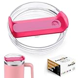 Fabenyok 40 OZ Tumbler Lid Replacement Fit for Stanley Cup, 1 Pack Replacement Lids, Spill Proof Tumbler Covers for Stanley Cup Accessories (Clear - Hot Pink)