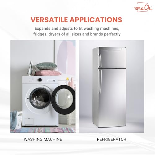 Image of SoraChi Adjustable Iron Washing Machine Stand with Wheels | Elevates Appliances to Prevent Water Damage & Reduce Vibrations | Universal Fit for Washers & Refrigerators (Grey)