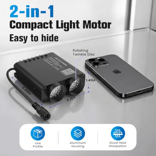 Image of CHINLY 2 in 1 Meteor Twinkle 1000pcs 9.8ft 0.03in Fiber Optic Lights Star Headliner Kit+Shooting Stars Light kit, Music Mode Bluetooth APP Control Remote, RGBW Star Lights for Star Headliner