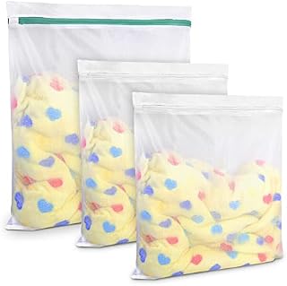 Mesh Laundry Bags for Washing Machine Laundry Bags with Zips Net Wash Bag for Travel Storage Organization, Mesh Bags for Delicates Blouse, Hosiery, T-shirt, Socks, Underwear, Bra, Baby Clothes (3 SET)