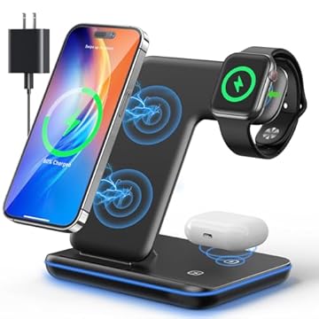 Carregador sem Fio 3 em 1, Estação de Carregamento sem Fio Compatível com iPhone 16/15/14/13/12/11/XR, Carregador Indutivo sem Fio para Apple Watch 10 9 8 7 6 5 4 3 SE Ultra Series, AirPods 4 3 2 Pro