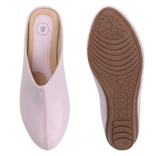 Image of Mules for Women, Open Back Wedge Heel Slip on Formal Shoes & Sandals Girls