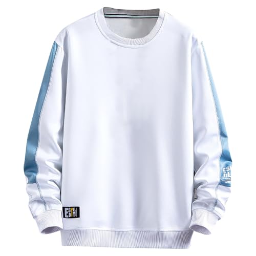 Generisch Loose Crew Neck Herren Hoodie – White 3XL