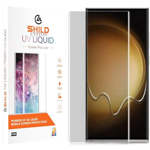 Image of SHILD Privacy Tempered Glass Screen Protector Compatible with ---- (6.82 Inch) | Curved UV Anti-Spy Screen Guard | 9H Hardness | HD Clear | Fingerprint Sensor Support | Full Coverage | Easy Installation | Pack of 1 (Samsung Galaxy S23 Ultra)
