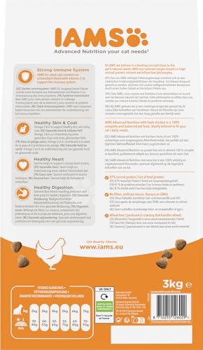 IAMS Katzenfutter trocken mit Huhn - Trockenfutter für Katzen im Alter von 1-6 Jahren, 3 kg