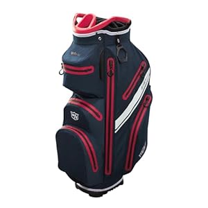 Wilson Golftasche, W/S Exo Dry Cart Bag, Trolleytasche für bis 14 Schläger, Golf-Zubehör für Damen und Herren, Navy / Rot / Weiß