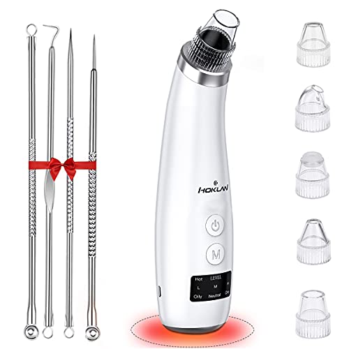 Blackhead Remover Vacuum Suction,Facial Pore Cleanser Blackhead, Electric Acne Nose Comedone Extractor Tool, HOKLAN Facial Blackhead Removal Tool for Women Men with 45â„ƒ Hot Compress,Acne Sucker Tool