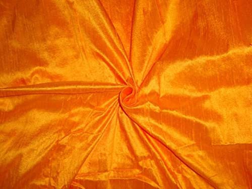 Soie Dupioni 100% pure orange miel 112 cm avec slubs de luxe