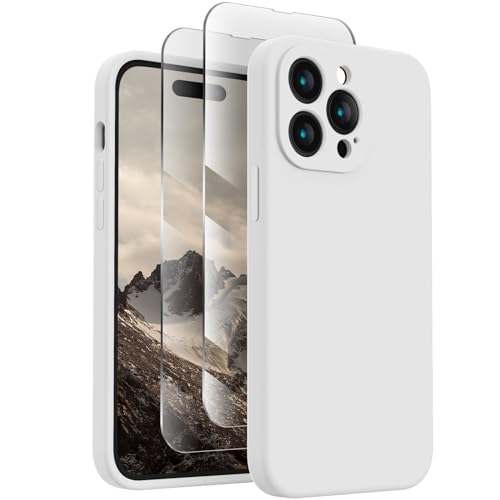 Image of FireNova Designed for iPhone 14 Pro Max Case, Silicone Upgraded [Camera Protection] Case, Soft Anti-Scratch Microfiber Lining Inside, 6.7 inch, White